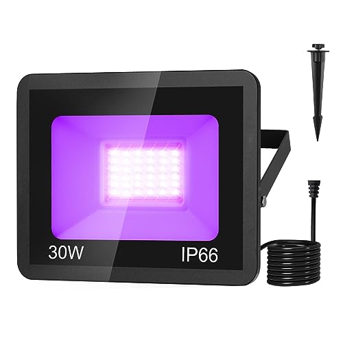 Lumières Noires UV 30W Projecteur Étanche IP66 Anti Pluie pour Animation DJ et Disco