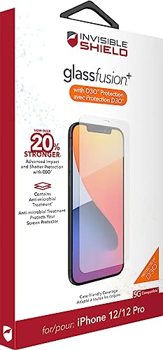 ZAGG InvisibleShield GlassFusion+ with D3O Screen Protector Scratch & Impact Resistant, Clear, Case-Friendly - Made Apple iPhone 12 and iPhone 12 Pro