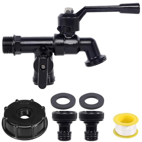 Tkxjry Rubinetti da Esterno Doppio, Doppio Rubinetto in Ottone da 1/2', Doppio Rubinetto da Giardino 1/2 Pollici, Rubinetto a Doppia Uscita in Ottone, Antiruggine e Antigelo, per Giardino, Lavatrice