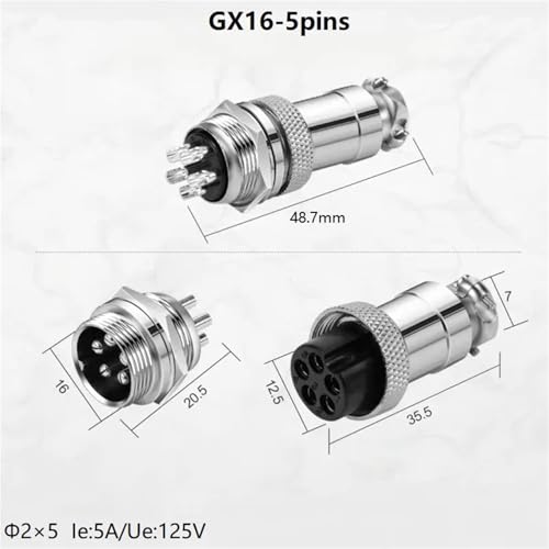 Conector circular GX16 5 pins macho hembra para chasis 2
