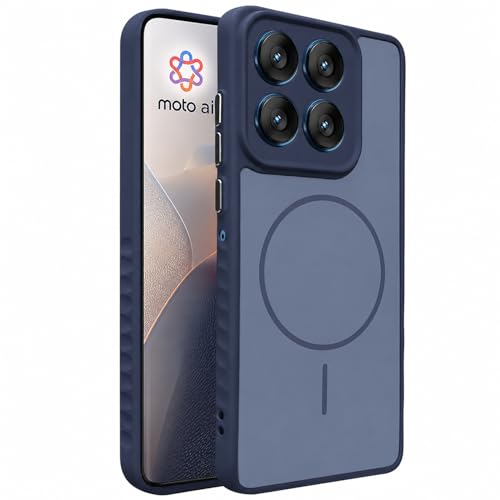 Image of VONZEE Matte Magnetic Case Compatible for Motorola Edge 60 Fusion Wireless Charging Shockproof Anti-Scratch TPU PC Slim Fit Full Protection Phone Cover for Motorola Edge 60 Fusion-Navy