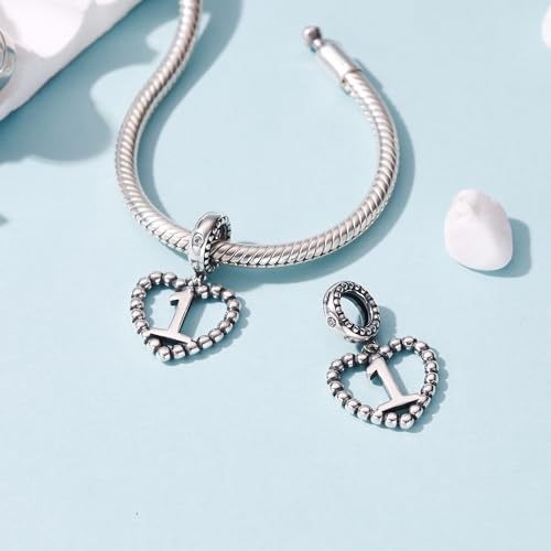 Image of 925 Sterling Silver Number Charm fits Pandora, Gift for Women