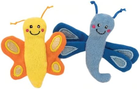 ZippyPaws Catnip Cat Toys - Butterfly & Dragonfly 2 Pack, Interactive Indoor Kitty Toys for Playing, Mental Health