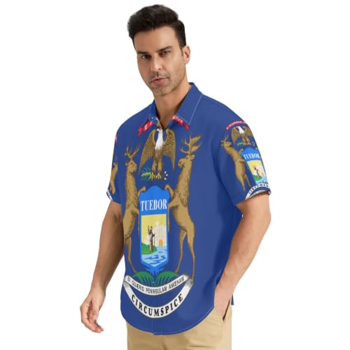 Chemise drapeau Michigan GuoChe pour homme | Haut respirant taille S