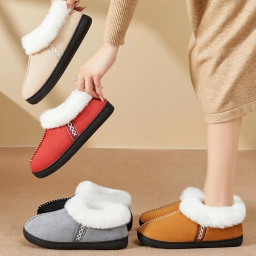 Women's Fuzzy Closed-Back Slippers Warm Fluffy Platform Winter House Shoes Indoor Retro Aesthetic Style & Cozy 5