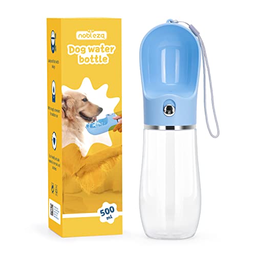 Nobleza Dog Water Bottle, Leak Proof Portable Pet Water Bottle Dispenser Puppy Water Bottle for Outdoor Walking, Hiking, Travel, Food Grade Plastic (17oz, Blue) Nobleza Dog Water Bottle, Leak Proof Portable Pet Water Bottle Dispenser Puppy Water Bottle for Outdoor Walking, Hiking, Travel, Food Grade Plastic (17oz, Blue)