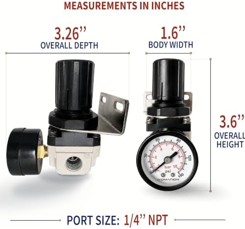 Air Pressure Regulator 1/4" NPT with Pressure Gauge — 사진 2