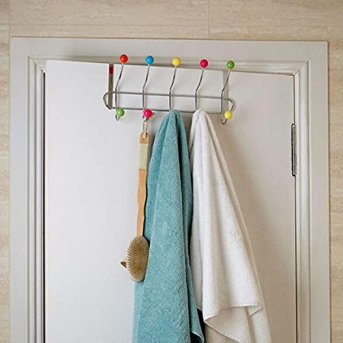 Almineez Chrome 10 Hook Over The Door Clothes Hanger Multi Coloured Coat Hooks Tidy Storage