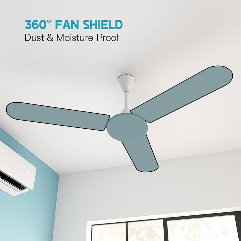 Image of Dustproof Premium Three Blade Ceiling Fan Cover with attachable Enclosure, Set of 1 Fan Cover (Grey).