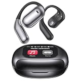 EUQQ Ultra Open Ear Headphones - Wireless Bone Conduction Earbuds, Bluetooth 5.4 Connection, IPX Waterproof Design, Wraparound Hooks for Sports and Outdoor Running, Charcoal