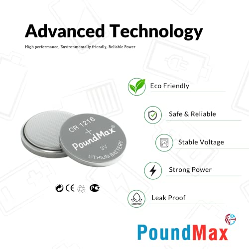 Poundmax Cr 1216 Batteries 3.0V Lithium Button Cell Battery Combo Pack - 5 Count #TOP5