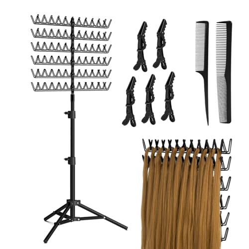 Perchero de pie para trenzar con altura regulable y soporte para extensión de pelo ajustable