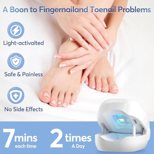 ASLAWU Nail Fungus Laser Treatment LED Light Device - At-Home Toenails & Fingernails Care, Rechargeable Light Treatment for Thick, Discolored Nails (White) - Image 2