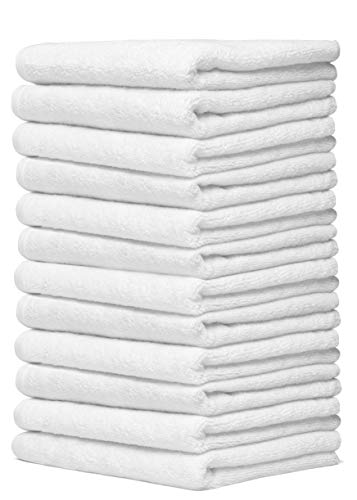 Cotton Salon Towels - Gym Towel Hand Towel - (12-Pack, White) - 16x26