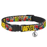 Collar para Gato de Marvel Retro Comic Panels Negro Amarillo 8 a 12 Pulgadas 0.5 Pulgadas de Ancho