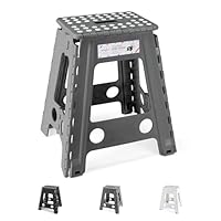 HOUSE DAY 45cm Tritthocker Klappbar - Grau Faltbarer Hocker Tritthocker Tragbarer Klapphocker Faltbar Tritt Klappbar Falthocker Badhocker Klappstuhl Fußhocker bis 136kg für Erwachsenen