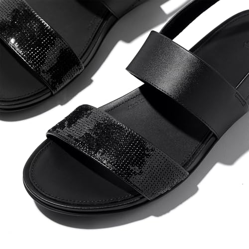 FitFlop Women's Gracie Sequin Leather Back-Strap Sandals Wedge3