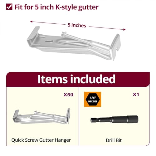 image for Generic 20 Pcs 5 Inch Heavy-Duty Gutter Hangers, Rain Gutter Hangers w