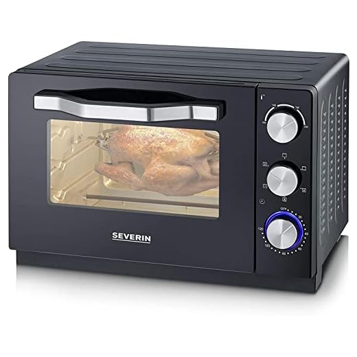 Severin TO 2071 - Horno tostador con función de aire caliente y asador giratorio, 1380 W, 20 Litros, Negro