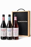 Pack Vermut Lustau Premium – 3 Botellas (Rojo, Blanco y Rosé) + Caja de Madera | Selección Gourmet para Aperitivo | Ideal para Regalar -MYSECRETWINE-