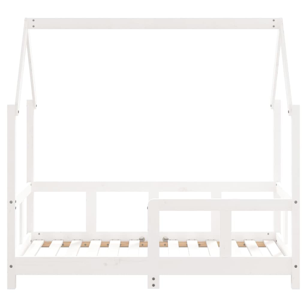 Cama infantil de madera maciza de pino, 70 x 140 cm, con somier, peldaños, protección contra caídas para niños pequeños, convertible y regulable en altura, espacio para dormir para habitación