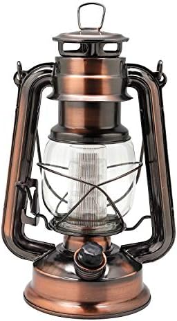 YAKii LED Vintage Lantern Metal Hanging Hurricane Lantern 12 LED Dimmer Switch Cold White Battery Operated Lantern Power Outage Indoor Camping Lighting Outdoor Lantern(Copper)