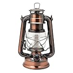 YAKii LED Hurricane Lamp Metal Hanging Storm Lamp 12 LED Dimmer Switch Cold White Battery Operated Lantern Power Outage Indoor Camping Lighting Outdoor Lantern(Copper)