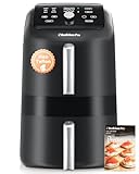 12QT Large Double Air Fryer, 10-in-1 Dual Airfryer with 2 Baskets & SyncHeat Tech for Even Cooking, Stacked Compact Design, Smart Finish & Match Cook, PFAS-Free Nonstick, Dishwasher Safe, Matte Black