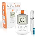 GLUCO-CARE Glucose Meter & Test Kit - White, Sleek Design with Clear & Large Display, 500 Memory, 5 Sec Results, Auto Coding, Sugar Level Monitor Kit for All: Young, Adults, Seniors & Caregivers