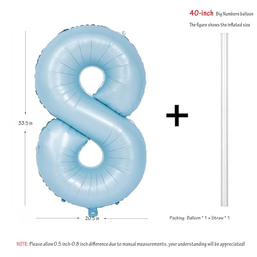 Image of 40 In Matte Blue Number Balloon 8 large Big Foil Mylar Balloon Blue Balloon | Party Decorations Suitable For Boys' And Girls' Birthday Parties digital 8