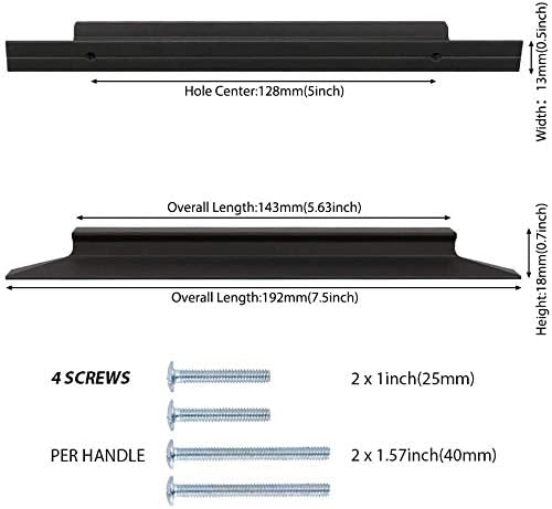 LONTAN 10 Pack Black Kitchen Cabinet Handles 128mm Kitchen Door Black Cupboard Handles for Aluminum Alloy Drawer Wardrobe Bathroom Shower Pulls - Image 5