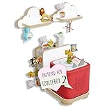 Holzura Tonie Regal 3er Set für Toniebox 2 – Wand- & Standregal mit Magnetrand + 2 Wolken-Wandregale für Tonie Figuren