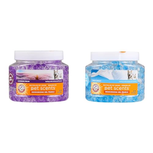 Arm & Hammer Pet Scents Deodorizing Gel Beads Bundle: Lavender Fields & Fresh Breeze, 12 oz Each | Pet Odor Neutralizing Gel Beads with Baking Soda for Long-Lasting Pet Odor Elimination