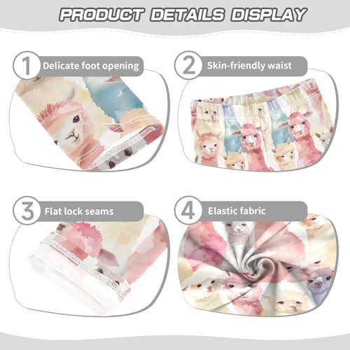 Watercolor Alpaca O Girls Leggings Athletic Pants Tights Stretch Bottom3