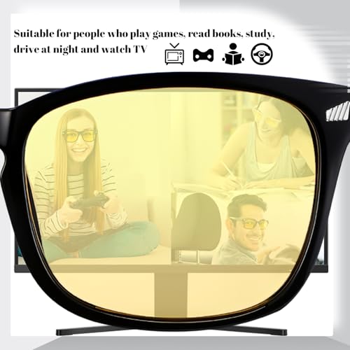 Image of Polarized Sunglasses for Women Men Night Vision Glasses Anti Glare | Yellow Anti Glare UV400 Lens, Lightweight Square Frame, for Day Night Use, Driving, Fishing, Cycling, Traveling