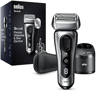 Braun Series 8 Electric Shaver With 3+1 Head, Precision Trimmer, 5-in-1 SmartCare Center & Travel Case, Sonic Technology, 8467cc, Silver Razor