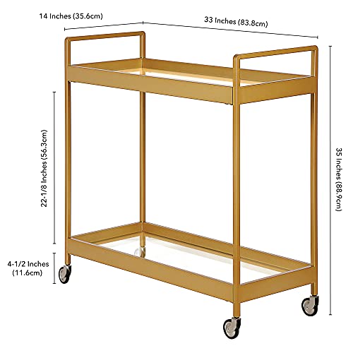 Image of Cooper 33'' Wide Rectangular Bar Cart in Brass