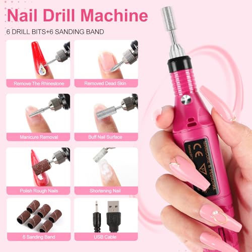 Image of 58PCS Acrylic Nail Kit for Beginners with Everything, 3 Colors Professional Acrylics Powder with Drill and U V Light 24pcs Glitter Decoration Complete Acrylic Nail Set Home Salon Design Gift Set