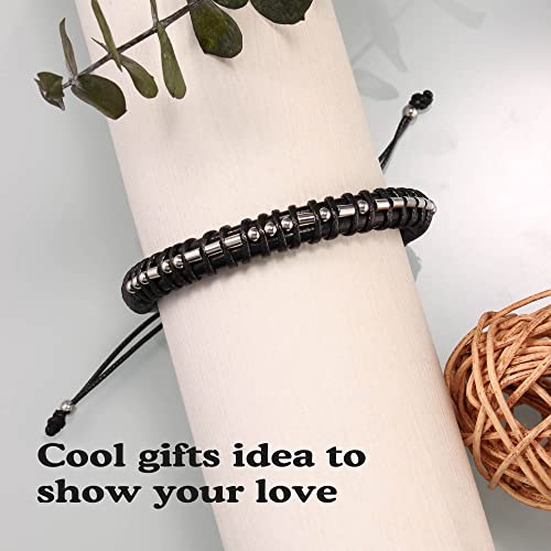 Inspirational Gifts for Men Morse Code Bracelets Mens Bracelets Graduation Gifts for Him Fathers Day Adjustable Leather Bracelet Motivational Birthday Annivesary Jewelry Stocking Stuffers for Men