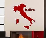 Folie: Selbstklebend; Wandtattoo Italien Urlaub Holiday Karte Weltkarte Aufkleber Wandsticker 5H098, Farbe:Rot glanz;Hohe:40cm