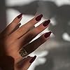 SXVME Matte Wine Red Press on Nails Coffin, Soft Gel False Nails Medium Short, Pure Dark Burgundy Color Full Cover Fake Nails for Women, Short Ballerina Stick on Nails for Fall Winter 24 Pcs #1
