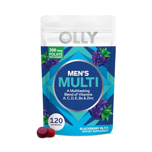 Image of OLLY Men's Multivitamin Gummy, Immune Support, Vitamins A, C, D, E, B, Lycopene, Zinc, BlackBerry, 60 Day Supply - 120 Count