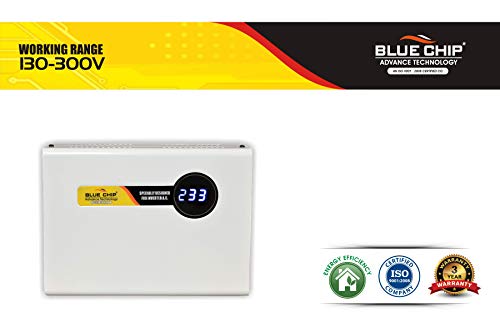 Image of BLUECHIP 4kVA Wall Mount Voltage Stabilizer for Upto 1.5 Ton AC for Home | Working Range - (130-300 V) | with Digital Display and Wall Mount Screws