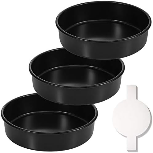 HIWARE 8-Inch Round Cake Pan Set of 3, Nonstick Baking Cake Pans with 90 Pieces Parchment Paper, Dishwasher Safe