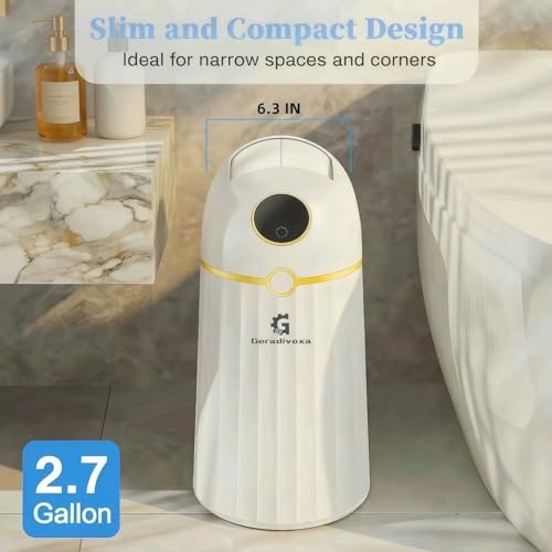 Image of Self-Sealing & Self-Changing Trash Can, 2.7 Gallon Automatic Touchless Smart Bathroom Trash Can with Lid, Slim Waterproof Waste Bin for Bathroom, Bedroom and Offic