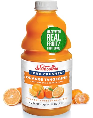 Dr. Smoothie 100% Crushed Orange Tangerine – No Added Sugar, Made with Real Fruits/Fruit Juice – Vegan, No Artificial Colors or Flavors – Sunny Blend of Sweet Oranges & Tangerines – 46 oz Bottle