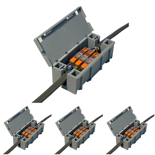 WAGO - WAGO WAGOBOX Light Junction Box, Suitable for WAGO 221-2411, & 224 series, for Multicore Cables, max. 4 mm² Connectors, up to 24 Amp, 400 Volt, 207-3303, Grey, Pack of 4 - -16%
