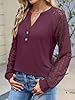ANRABESS Womens Lace Long Sleeve Shirts V Neck Hen... #4