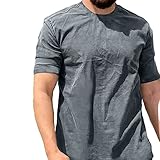 Camiseta Hombre Básica Color Sólido Cuello Redondo Manga Corta Verano Vacaciones Casual Transpirable Clásico Todo Fósforo Camisa Deportiva para Hombre E-Grey L