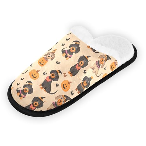 Women's Men's Fuzzy Slippers Cozy House Shoes Travel Warm Halloween Dachshund Dogs Slippers2